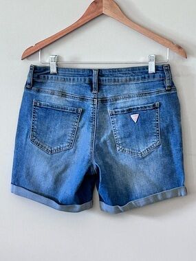 GUESS Denim Jean Shorts Low Rise Folded Cuff Fading and Whiskering Women’s 28